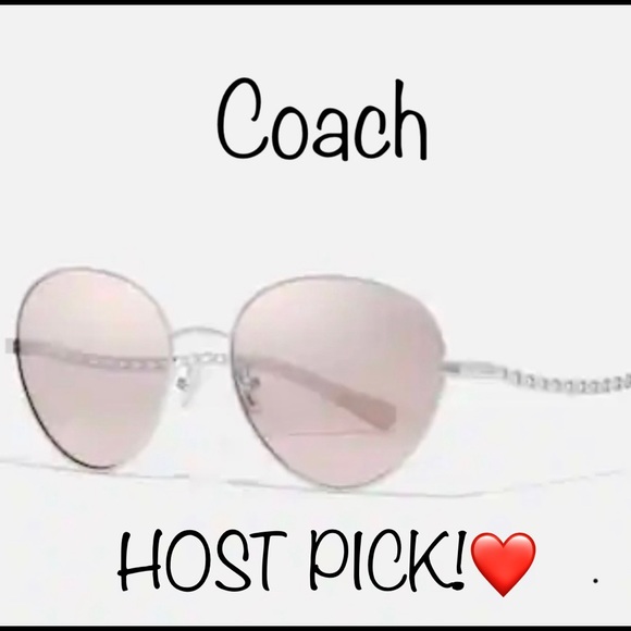 COACH Signature Chain Oval Sunglasses -Silver/Grey Pink Mirror ❤️FINAL PRICE!❤️ - Picture 1 of 7